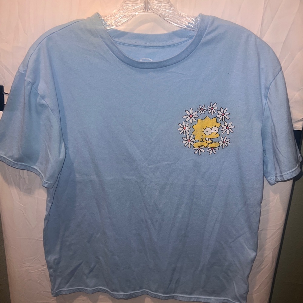 The Simpsons Lisa Simpson Daisy Graphic T-Shirt Light Blue Kids XL 14/16